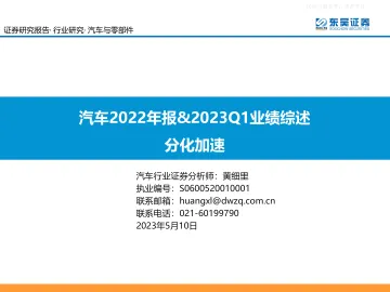东吴证券-汽车行业2022年报&2023Q1业绩综述:分化加速-230510