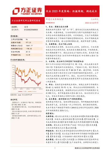 农业2023年度策略:把握周期,拥抱成长-20221212-方正证券-42页