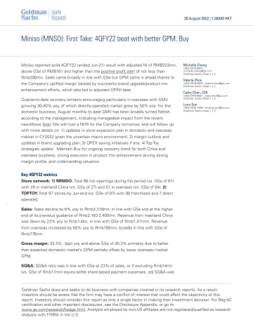 Miniso (MNSO)_ First Take_ 4QFY22 beat with better GPM; Buy(1)