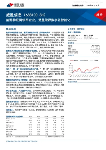 国信证券-威胜信息(688100)能源物联网领军企业,受益能源数字化智能化-230425