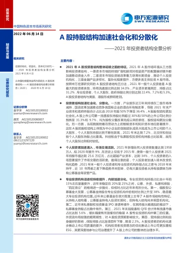 2021年投资者结构全景分析:A股持股结构加速社会化和分散化-20220614-申万宏源-21页