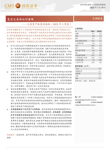 大类资产配置的脉络(2022年3季度):复苏交易将如何演绎-20220719-招商证券-29页