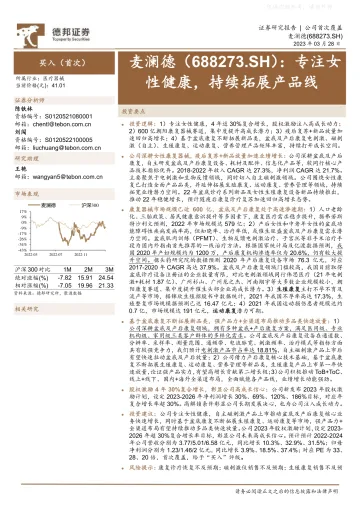 德邦证券-麦澜德(688273)专注女性健康,持续拓展产品线-230328