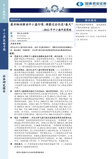 2022年中小盘年度策略:盈利韧性驱动中小盘行情,调整过后仍是“春天”-20220325-国泰君安-26页