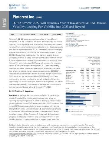 Pinterest Inc. (PINS)_ Q2'22 Review_ 2022 Will Remain a Year of Investments & End Demand Volatility; Looking For Visibility I...(1)