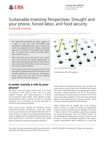 Sustainable investing_Sustainable Investing Perspectives Drought and your phone, forced labor, and food security, 11 October 2022