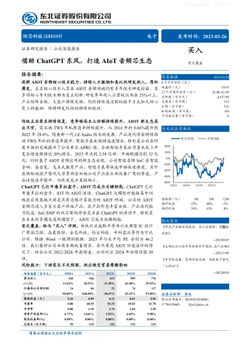 东北证券-炬芯科技(688049)借助ChatGPT东风,打造AIoT音频芯生态-230326