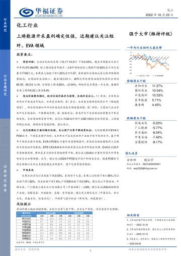 化工行业专题研究:上游能源开采盈利确定性强,近期建议关注短纤、EVA领域-20221023-华福证券-19页