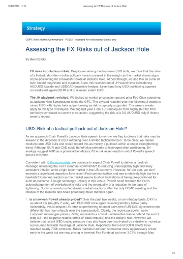 Assessing the FX Risks out of Jackson Hole