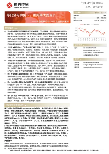 有色钢铁行业2023年度投资策略:寻安全与内需α,重周期大拐点β-20221127-东方证券-59页