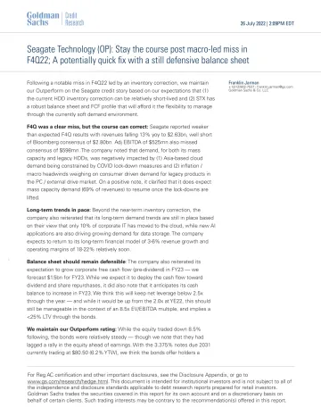 Seagate Technology (OP)_ Stay the course post macro-led miss in F4Q22; A potentially quick fix with a still defensive balance...(1)
