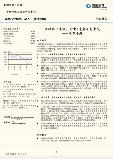 电商行业研究:春节专题,迁徙强于去年,厨电速食菜高景气-国金证券-20220121