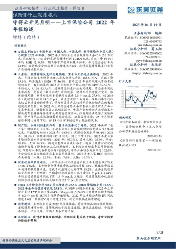 东吴证券-保险Ⅱ行业深度报告,上市保险公司2022年年报综述:守得云开见月明-230419