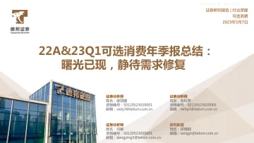 德邦证券-22A&23Q1可选消费行业年季报总结:曙光已现,静待需求修复-230507