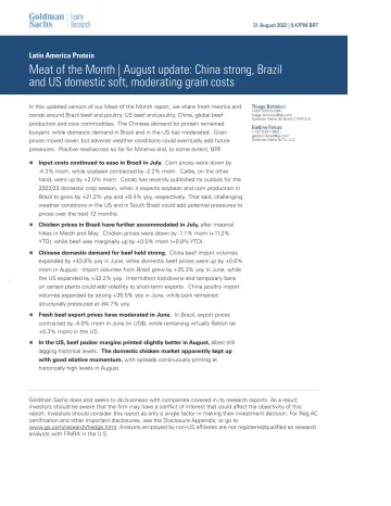 Latin America Protein_ Meat of the Month _ August update_ China strong, Brazil and US domestic soft, moderating grain costs(1)