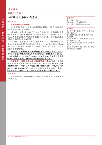 基金深度：如何挑选计算机主题基金-20221016-东亚前海证券-21页
