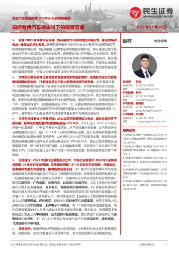 汽车行业投资时钟2022Q4投资策略更新:如何看待汽车板块当下的配置节奏-20221103-民生证券-17页
