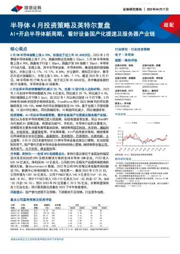 国信证券-半导体行业4月投资策略及英特尔复盘:AI 开启半导体新周期,看好设备国产化提速及服务器产业链-230417