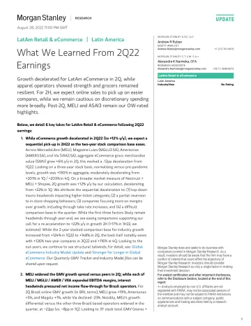 Morgan Stanley-LatAm Retail eCommerce What We Learned From 2Q22 Earnings-98124651