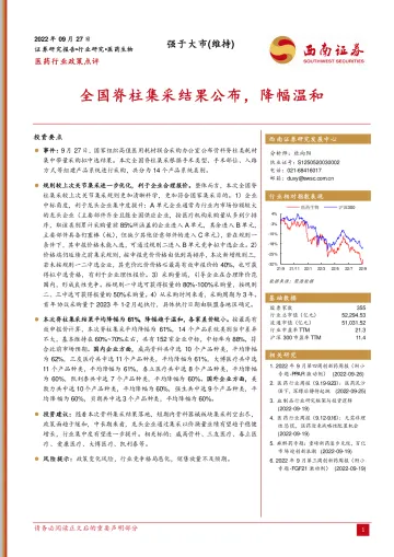 医药行业:全国脊柱集采结果公布,降幅温和-20220927-西南证券-17页