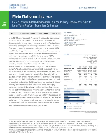 Meta Platforms, Inc. (META)_ Q2'22 Review_ Macro Headwinds Replace Privacy Headwinds; Shift to Long Term Platform Transition ...(1)