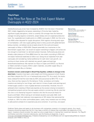 _Pulp & Paper_ Pulp Price Run Now at The End; Expect Market Oversupply in 4Q22-2024 (1)