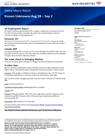 Global Macro Watch Known Unknowns Aug 28 – Sep 2