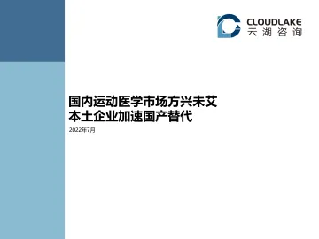 云湖咨询:国内运动医学市场方兴未艾 本土企业加速过程替代-30页