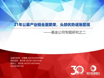 基金公司专题研究之二:21年公募产业链全面繁荣,头部优势逐渐显现-20220412-申万宏源-34页