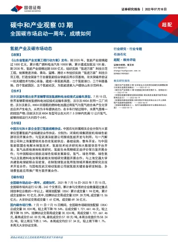 石油石化行业碳中和产业观察03期：全国碳市场启动一周年，成绩如何-20220718-国信证券-15页