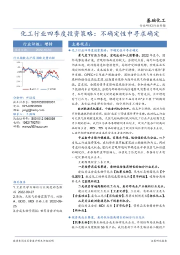 化工行业四季度投资策略:不确定性中寻求确定-20221010-华安证券-26页