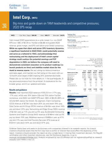 Intel Corp. (INTC)_ Big miss and guide down on TAM headwinds and competitive pressures; 2Q22 EPS recap(1)