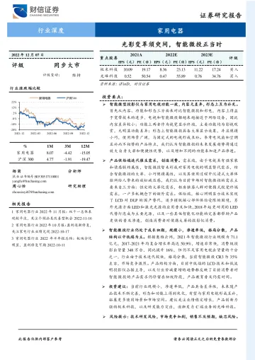 家用电器行业深度:光影变革须臾间,智能微投正当时-20221207-财信证券-27页