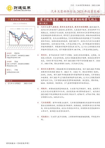 汽车及零部件行业2023年投资策略:重卡板块复苏,智能化带来结构景气向上-20221209-财通证券-57页
