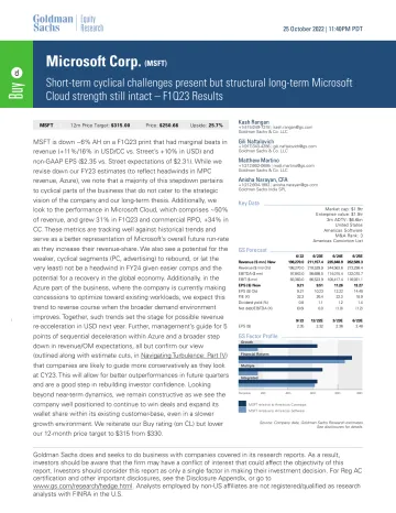 Microsoft Corp. (MSFT)_ Short-term cyclical challenges present but structural long-term Microsoft Cloud strength still intact...(1)