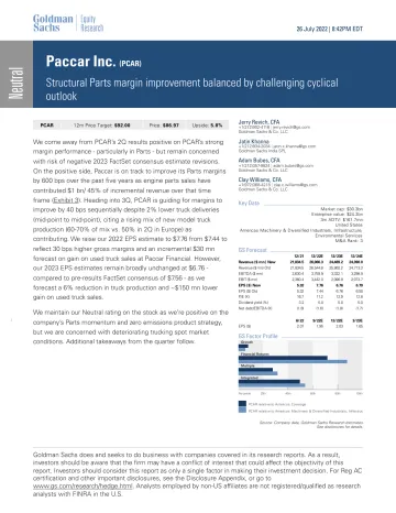 Paccar Inc. (PCAR)_ Structural Parts margin improvement balanced by challenging cyclical outlook(1)
