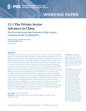 中国民营企业发展专题报告（英）-彼得森经济研究所-2022.3-99页
