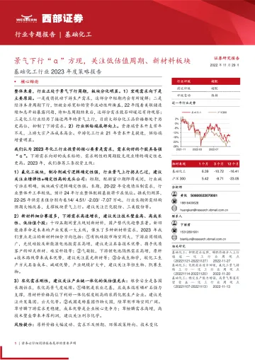 基础化工行业2023年度策略报告:景气下行“α”方现,关注低估值周期、新材料板块-20221129-西部证券-43页