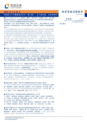 A股核心产业赛道述评月刊(第三期):当下看反弹,主线在哪里?-20220320-安信证券-30页