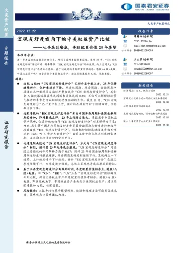 从寻底到磨底,美股配置价值23年展望:宏观友好度视角下的中美权益资产比较-20221222-国泰君安-15页