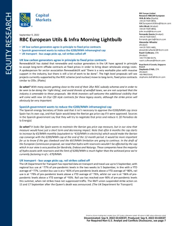 RBC European Utils & Infra Morning Lightbulb