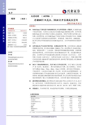 兴业证券-兆易创新(603986)存储&MCU双龙头,DRAM打开长期成长空间-230602