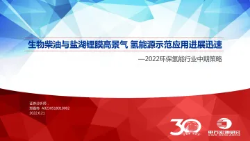 2022环保氢能行业中期策略:生物柴油与盐湖锂膜高景气,氢能源示范应用进展迅速-20220621-申万宏源-56页