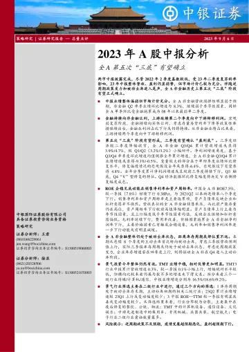2023年A股中报分析:全A第五次“三底”有望确立-20230906-中银国际-19页