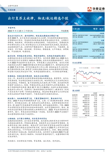 交通运输行业年度策略: 出行复苏主旋律,物流航运精选个股-20221120-华泰证券-39页