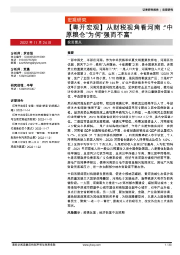 【粤开宏观】从财税视角看河南:“中原粮仓”为何“强而不富”-20221124-粤开证券-33页
