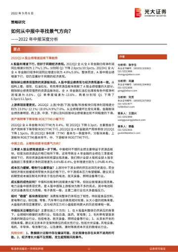 2022年中报深度分析:如何从中报中寻找景气方向?-20220906-光大证券-29页