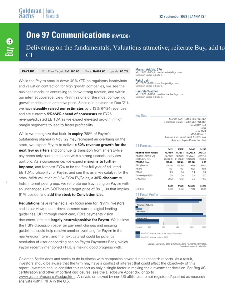 One 97 Communications (PAYT.BO)_ Delivering on the fundamentals, Valuations attractive; reiterate Buy, add to CL(1)