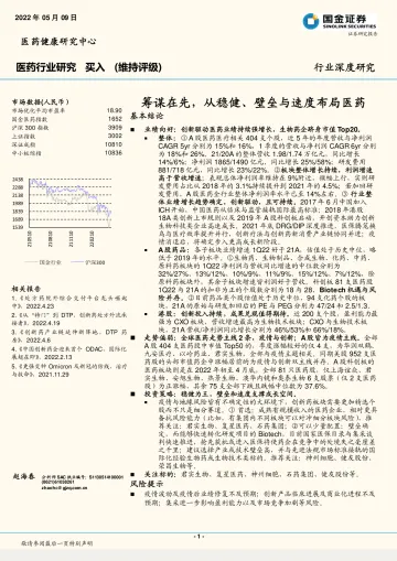 医药行业深度研究:筹谋在先,从稳健、壁垒与速度布局医药-22页