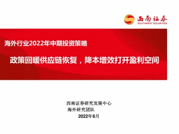 互联网科技行业海外行业2022年中期投资策略:政策回暖供应链恢复,降本增效打开盈利空间-20220617-西南证券-25页